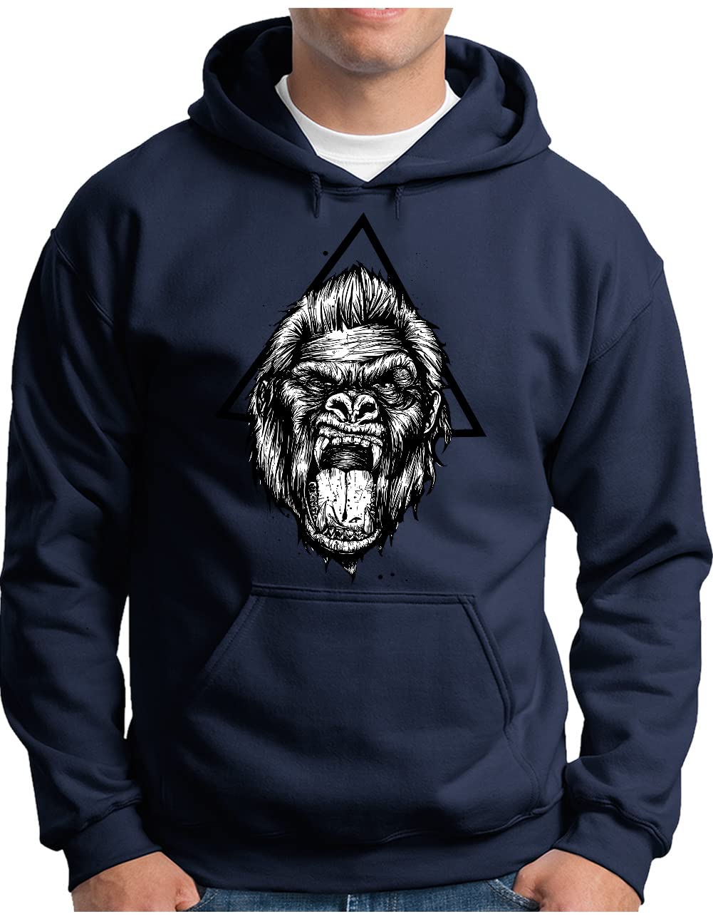 Sweat à capuche OM3 Gorilla pull homme grande taille résistant bleu marine - 4