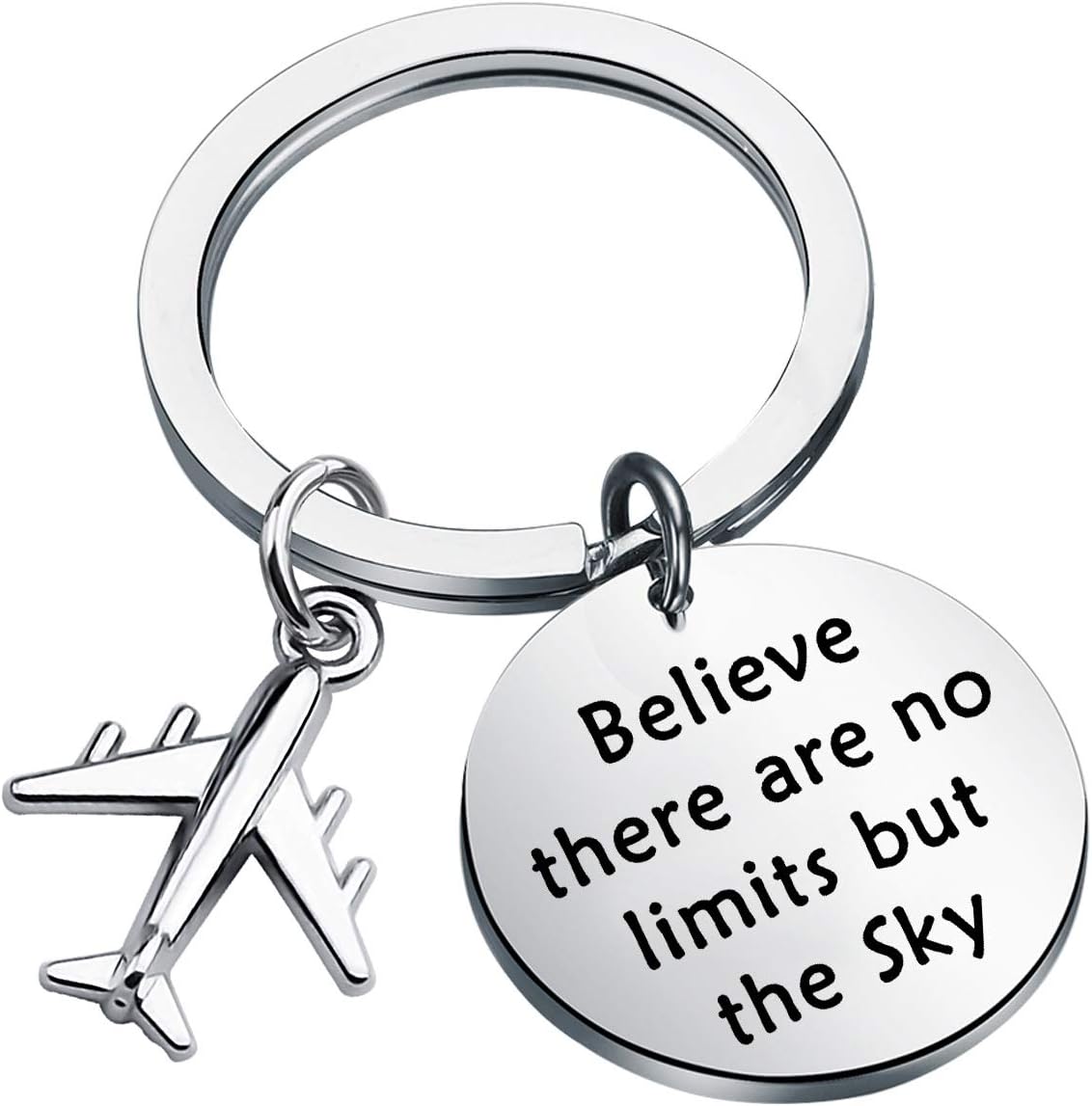 MYSOMYAirplane Keychain Aviation Gifts Inspirational Gifts for Pilot Believe There are No Limits but the Sky