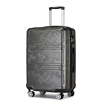 KONO Valigia Media ABS Leggero e Rigido con 4 Ruote 360°, Lucchetto TSA, Trolley da Stiva per Viaggi(24″, Grigio, Mimetico