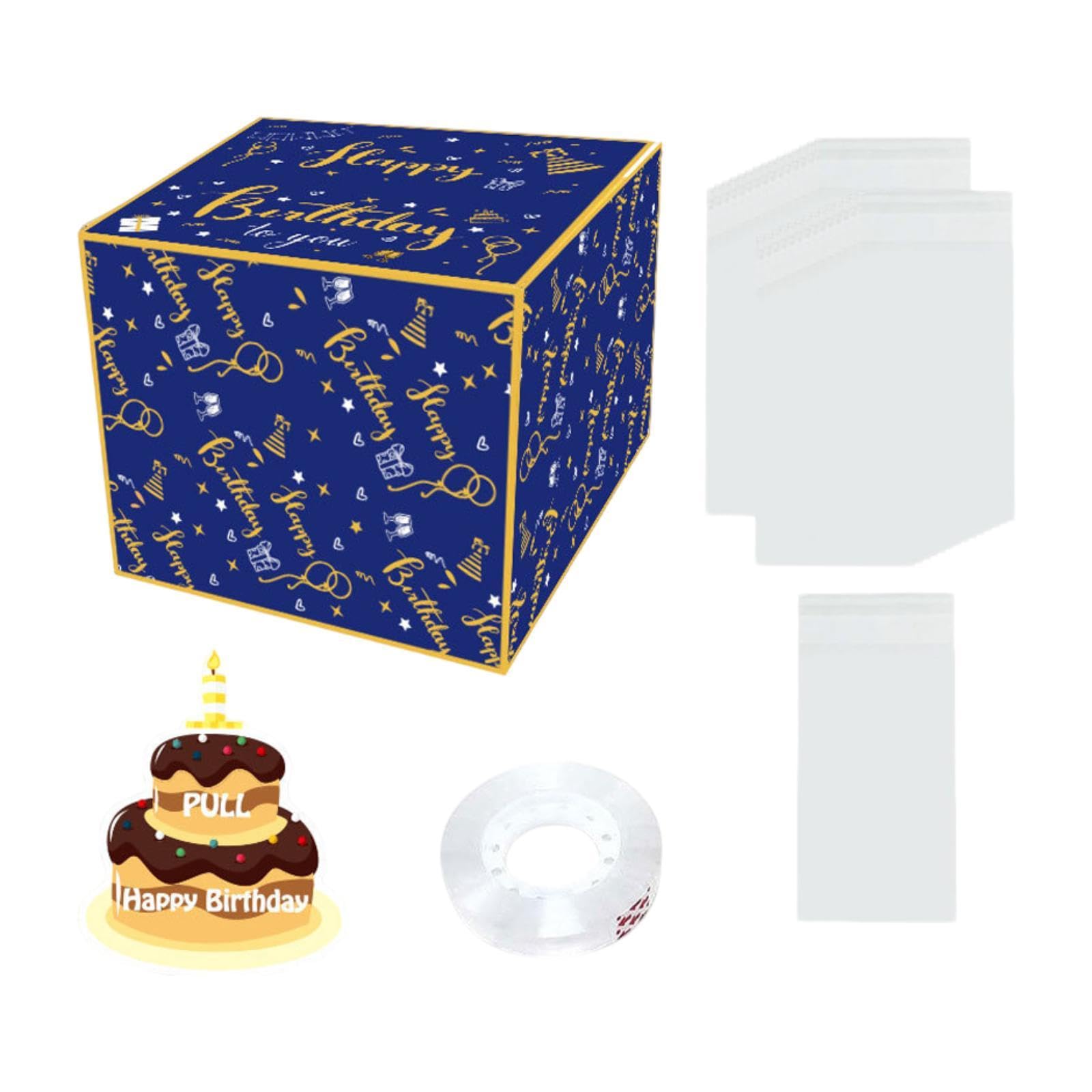 Birthday Day Money Box for Cash Gift Pull Out Box for Girlfriend Father Wife Blue-image-33