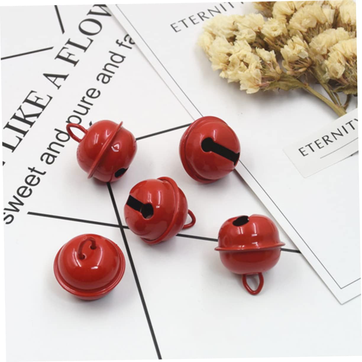 Homoyoyo 30pcs 22mm Round Jingle Bells Christmas Bells Decor for Crafts Wedding