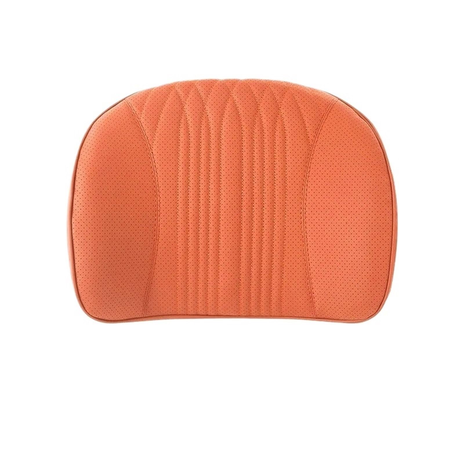 KVSWBRE Car Seat Pillow Car Leather Headrest And Lumbar Support Pillow Automotive Neck Protector Latex Head Pillow Backrest(Waist support horse Orange)