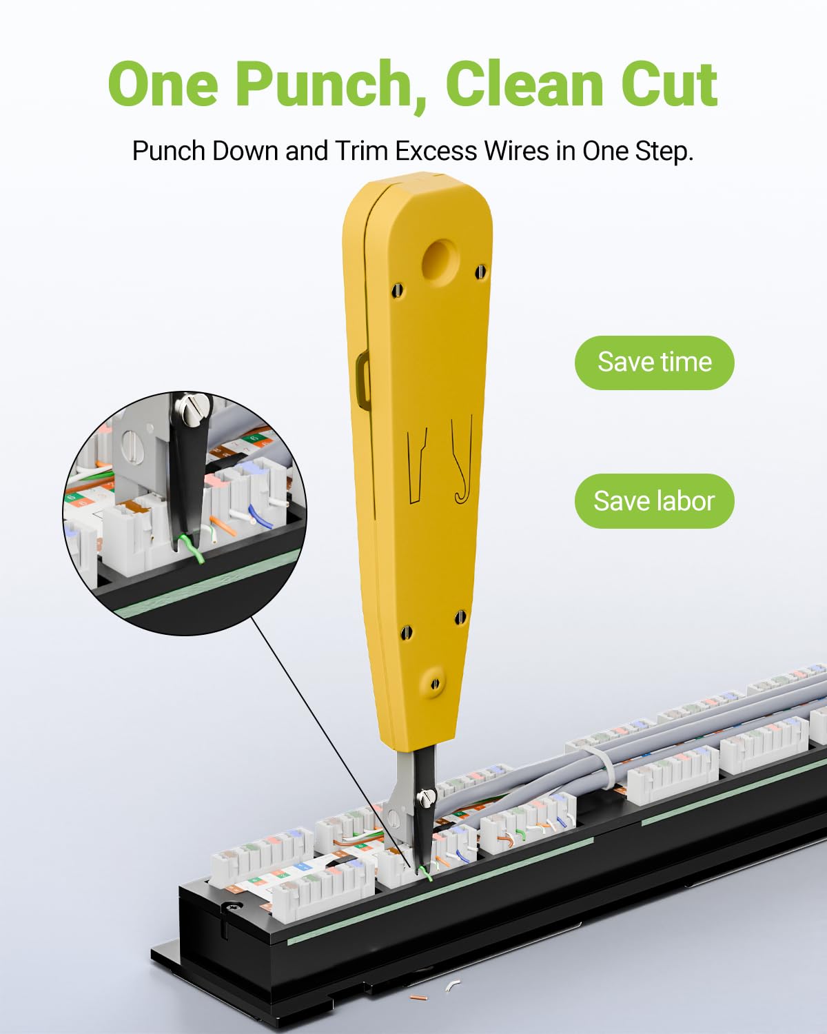 Narzędzie do dziurkowania, narzędzie Ethernet Punchdown Krone do gniazda RJ45 Cat5/Cat6/Ca6A kabel telefoniczny RJ11 profesjonalne narzędzia do wkładania zacisków z hakiem do ściągania izolacji