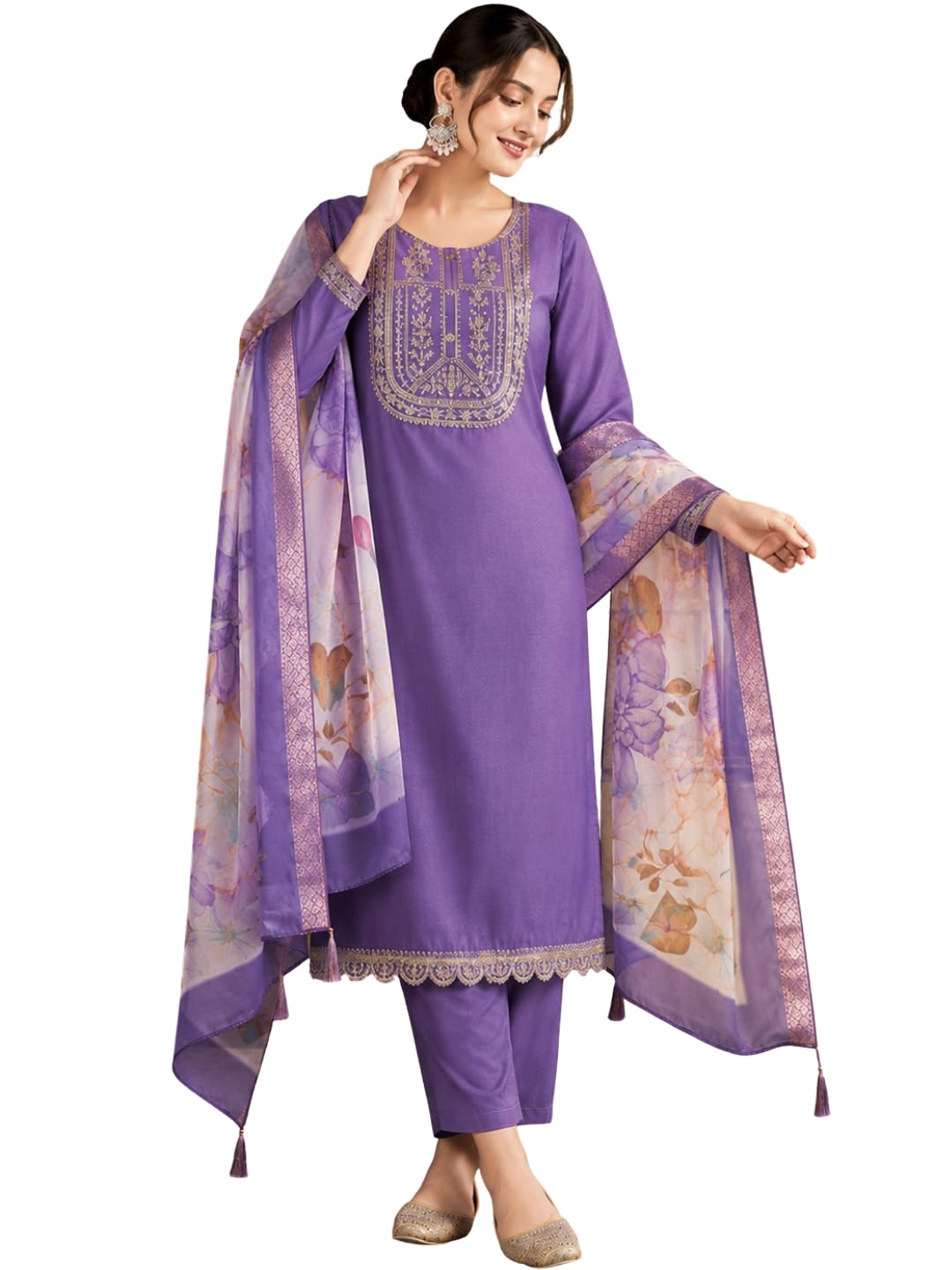 Women's Kurtas & Kurtis|Embroidered Kurti Set for Women with Floral Printed Dupatta|Elegant Ethnic Dress for Woman | Casual, Office-image-20