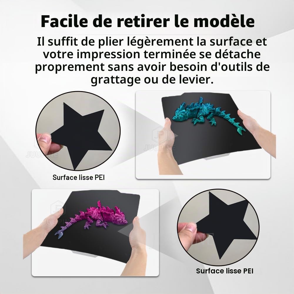 PEI Plaque de construction pour imprimante 3D Bambu Lab P2S/X2D/P1S/P1P/X1C/X1/X1E/A1, lit chauffant PEI lisse double face (avec code QR) 257 x 257 mm Surface d'impression amovible en acier à
