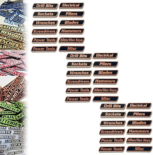 Miniatura 11 de Paquete de 12 etiquetas magnéticas para caja de herramientas, 12/24/36 unidades, etiquetas de metal duraderas para cajón de caja de herramientas,