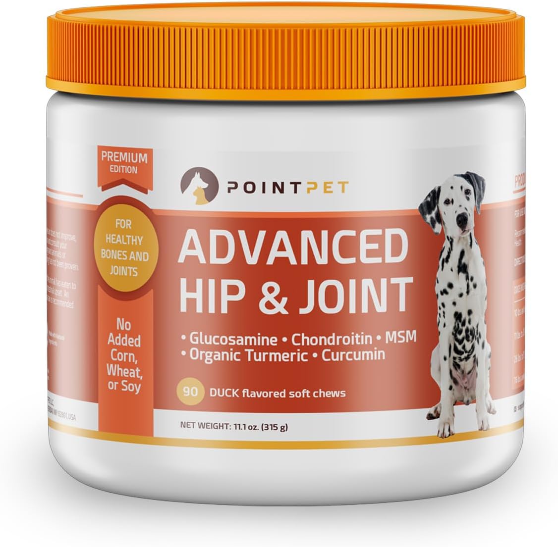 POINTPETAdvanced Glucosamine Hip and Joint Supplement for Dogs, 90 Count - Soft Chews - Dog Joint Health Chews - Chews with Chondroitin Turmeric, Omega 3