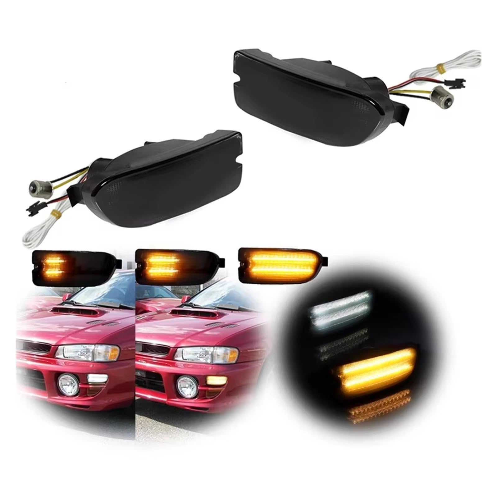 Indicatore Laterale Per Subaru Per Impreza 1999-2001 2 Pz Ambra LED Paraurti Anteriore Indicatori Direzione Con Bianco DRL Luce Guida 84441FA160 Indicatore Direzione Auto