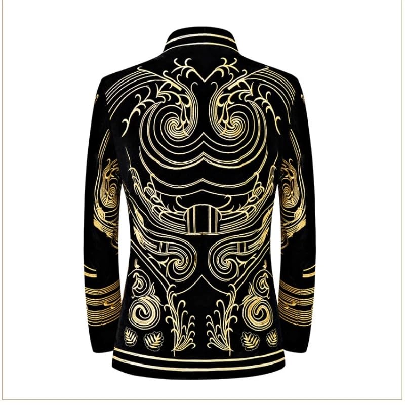 Men's Embroidery Stand Collar Suit Slim Cardigan Jacket Host Singer Stage Performance Dress Wedding Blazers4