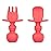 Bumkins Baby Utensils Set, Chewtensils Silicone Spoons for Dipping, Self-Feeding, Baby Led Weaning, Trainer Learning, First Stage Eating, Soft Practice Fork and Spoon, Babies 6 Months, Red