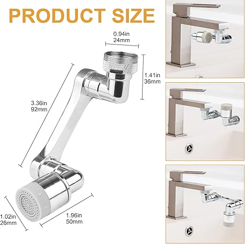 Miniatura 3 de Aireador de grifo giratorio de 1080 filtro de salpicaduras universal 2 modos de salida de agua adaptador de grifo de brazo robot extensor giratorio