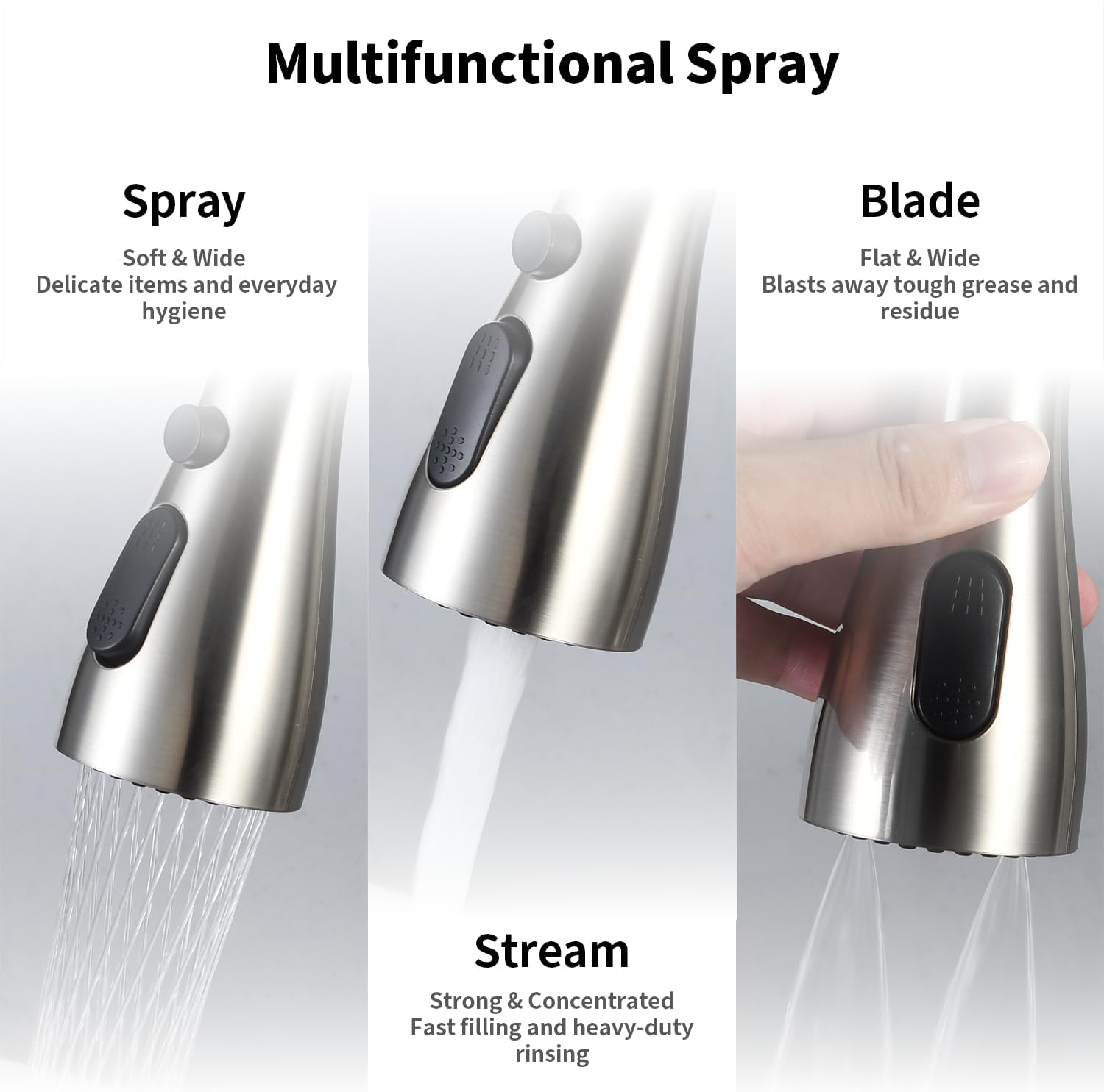 Oersitor プルダウンスプレー付きキッチン蛇口 - つや消しニッケルステンレススチール回転キッチンシンク蛇口 - シングルハン