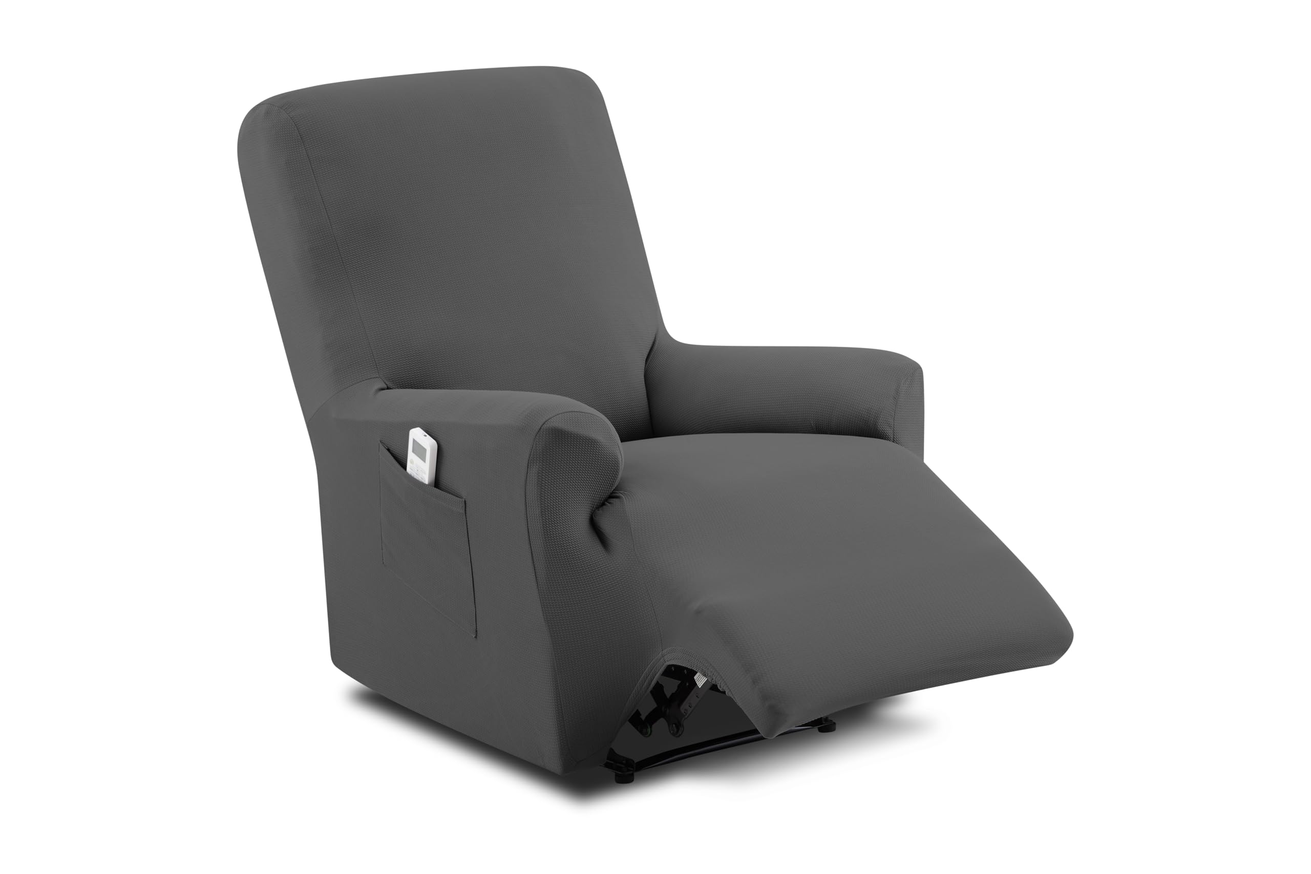 Textilhome Relaxsessel Bezug 1-Sitzer Jacquard Stretchhusse für Relaxsessel, Elastischer Relaxsesselbezug & Überzug, Sesselschoner Waschbar, Grey 70–100 cm