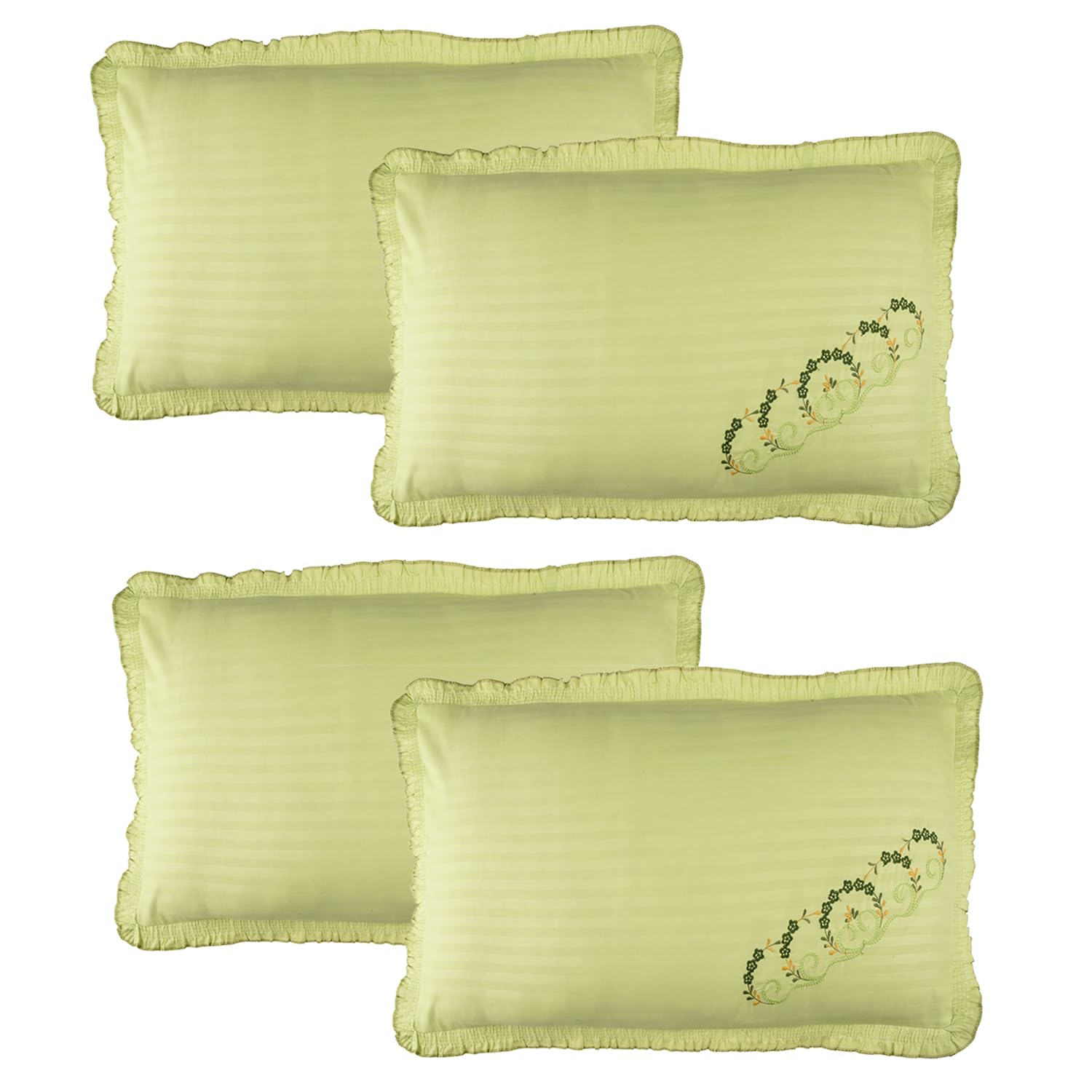 Kuber Industries Pillow Cover | Cotton Pillow Cover Set | Cushion Pillow Cover Set | Pillow Cover Set for Bedroom | Lining Embroidery Pillow Cover Set | 4 Piece Set | Parrot Green (B0CJVG9JMK) Amazon Price History, Amazon Price Tracker