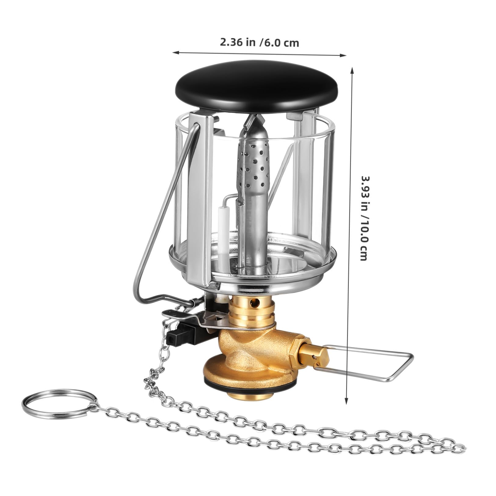 Lampada Gas da Campeggio Portatile per Outdoor con Copertura | Bombola Filettata Piatta, Struttura in Acciaio Inox, Nylon e Plastica, Uso in Campeggio All'aperto