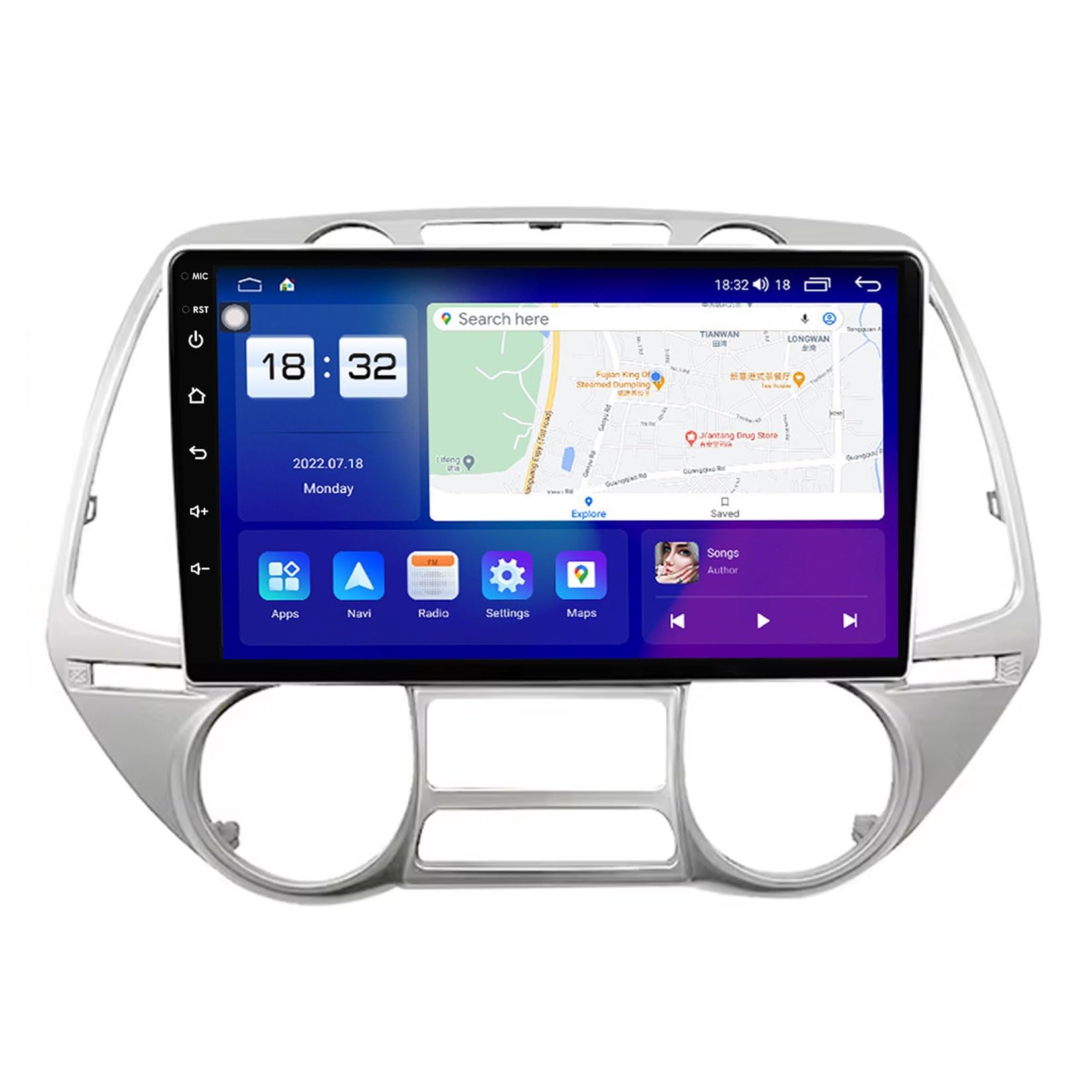 HIBIYA Android 14 Double Din Car Stereo For Hyundai I20 2008-2011 Head Unit 9”IPS Touchscreen Multimedia Player with Backup Camera Support Carplay Bluetooth GPS Sat Nav RDS SWC(A,T1 8Core 8+128G)