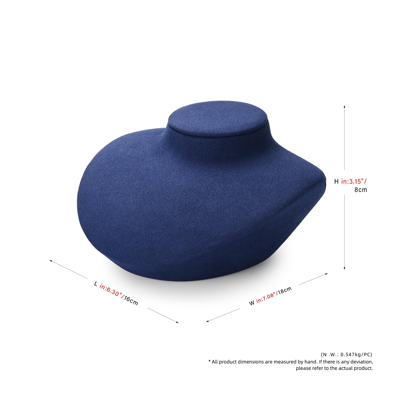 Oirlv Bleu Microfibre Petits Accessoires Pour Bijoux PréSentoir Pour Bijoux Buste Collier（TT30706）