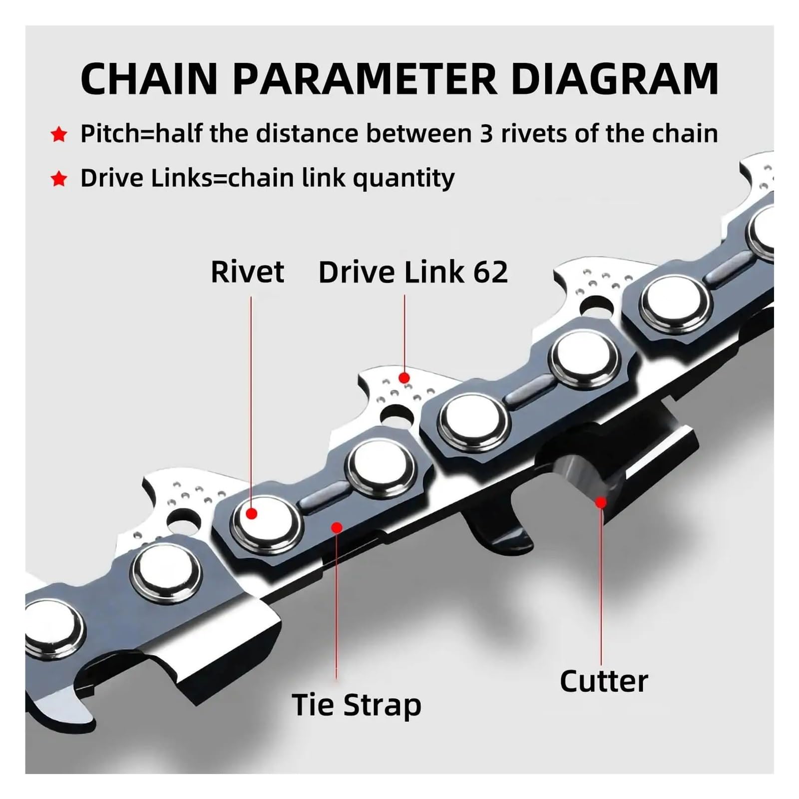 Paquete de 4 cadenas de motosierra de 18 pulgadas, 68 eslabones de transmisión de 0.3 pulgadas, paso de 0.63 pulgadas, calibre de 0.63 pulgadas, apto para Stihl 025 MS250 MS251 (calibre anterior a