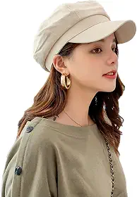 Boina Octogonal de Lã Feminina Boina de Beisebol Jornaleiro Chapéu Vintage Moda Casual Simples Boné de Cabine para Mulheres