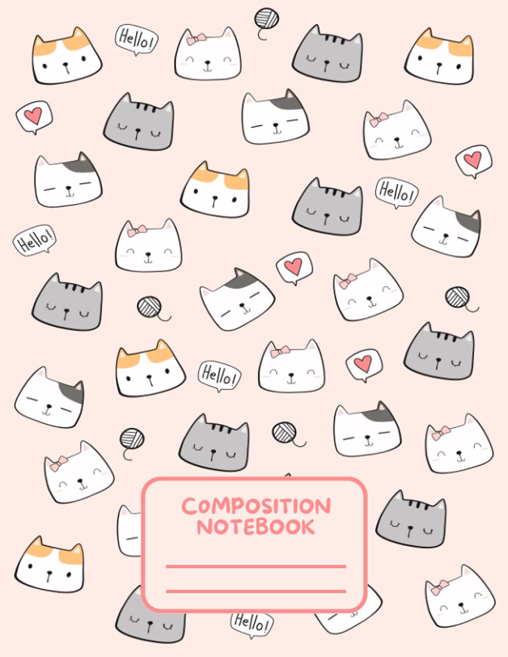 Composition Notebook: Kawaii Kitty Cat Journal Diary | Kawaii Aesthetic Chibi Cats | Cute Japanese Korean Stationery | 8.5x11” | Cute Note Book for Kids & Teens | 120 College Ruled Lined Pages