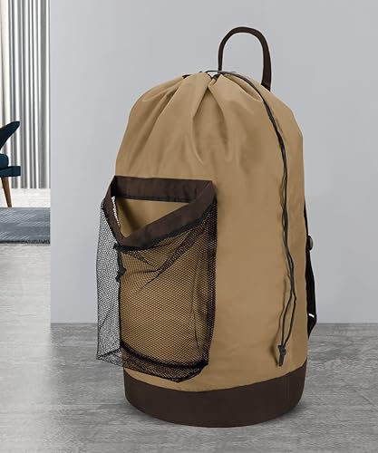 Miniatura 6 de Dalykate Mochila para lavandería, mochila con correas para el hombro y bolsillo de malla, bolsa de nailon duradero con cierre de cordón para la