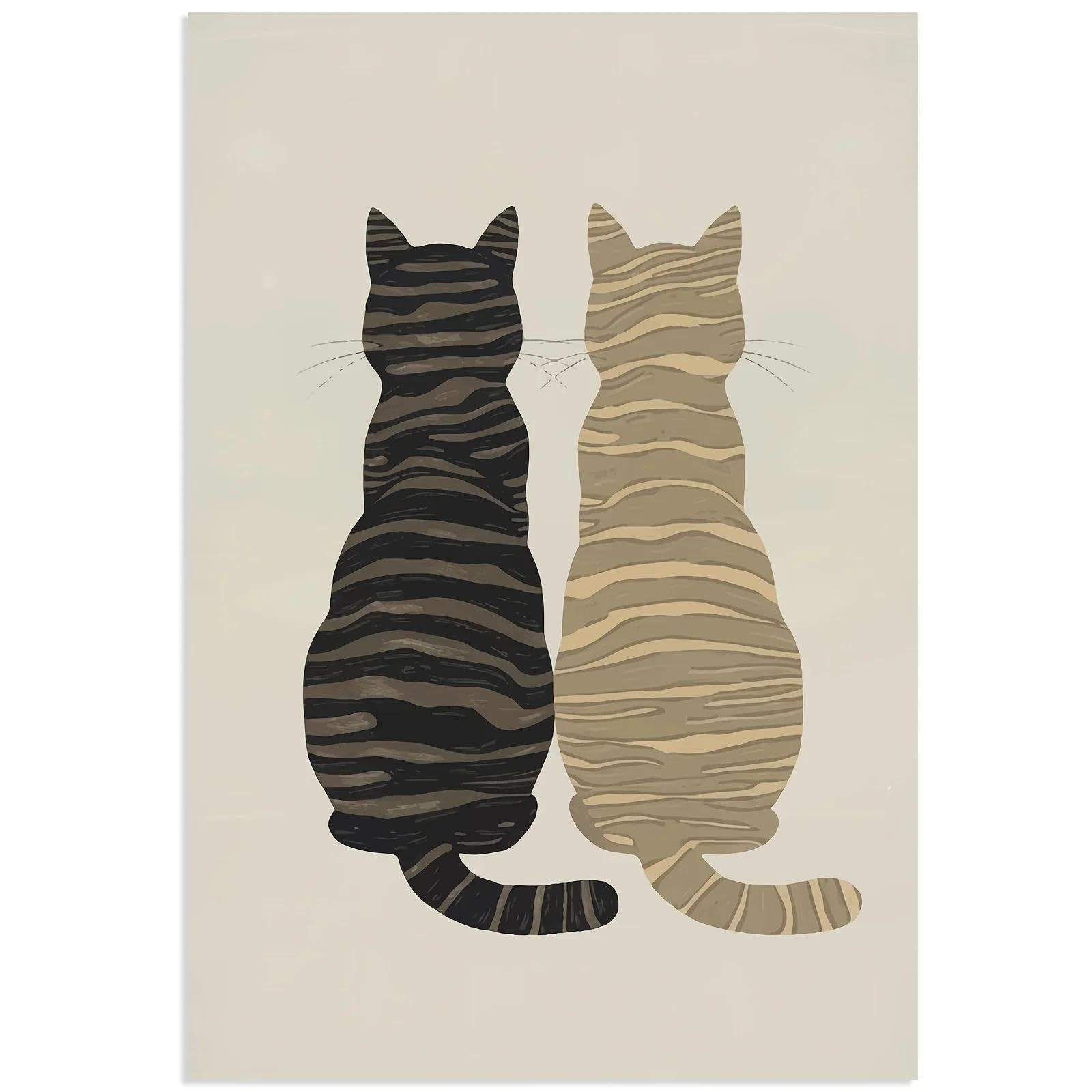 Yocheng Canvas Animal Poster,Two Cats Back To Back - Perfect For Bedrooms,Living Rooms,Hallways,Wall Art 50x70cm No Frame