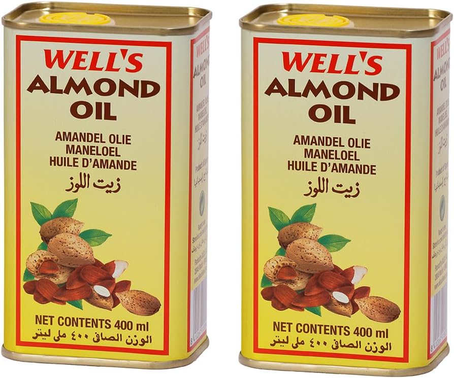 Wells Almond Oil Packed and Imported from Spain 400ML (Pack of 2) | Sweet Almond Oil for Body, Skin & Hair | Natural Almond Oil | Helps Enhance Memory | for Baby, Beauty & Skin Massage