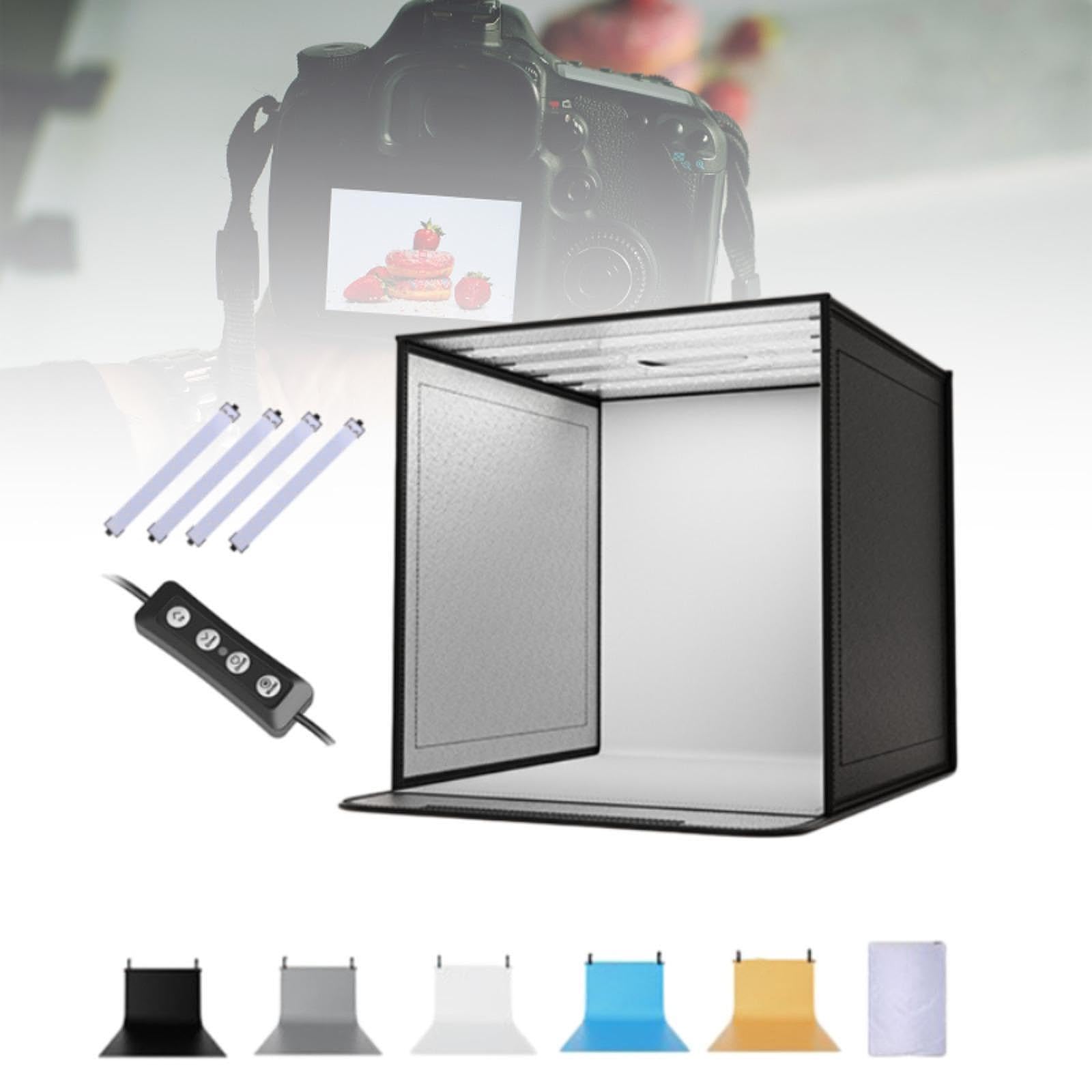 per La Fotografia, Pieghevole, Nero, Versatile, Kit Tenda per Illuminazione per Fotografia Box per Principianti in, 4 Luci con Dimmer, 40 Cm