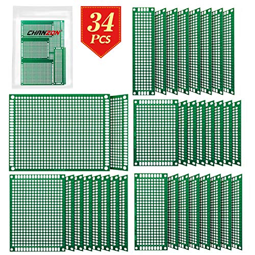 Chanzon 34 Pcs Double Sided PCB Board Tinned Through Holes