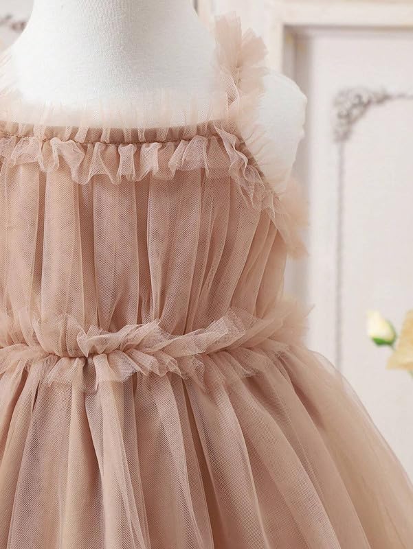 Image of Niren Enterprise Sleeveless Ruffle Sleeve Square Baby Girl Frock with Neck Boxer and net Flared | Frock Dress for Baby Girls