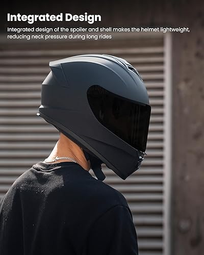 Miniatura 3 de Casco integral para motocicleta para hombres y mujeres adultos, ligero casco de motocicleta para calle y carreras, modelo AU-T801B, aprobado por