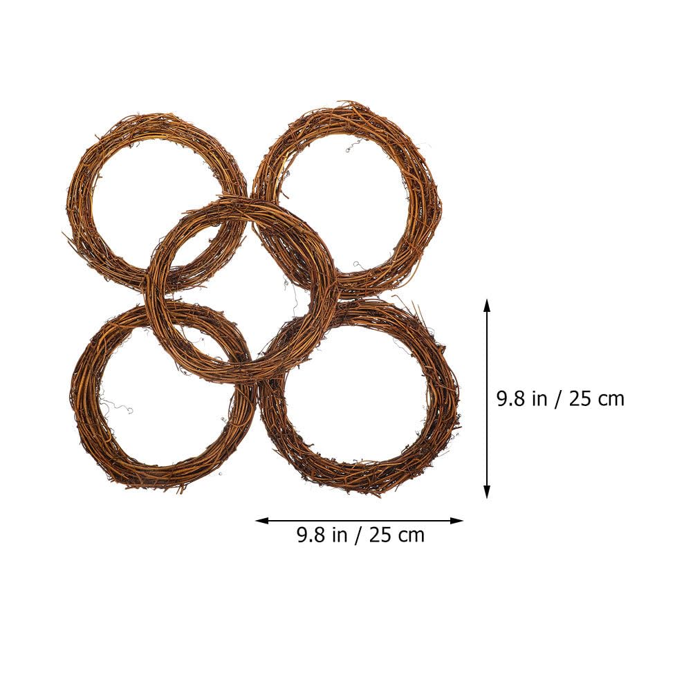 Operitacx 5 Stück natürliche Weinreben-Kränze, 24,8 cm, Rattan-Kranz, Weinzweig-Kranz für Bastelarbeiten, Weihnachtsdekoration, Hochzeit und Party