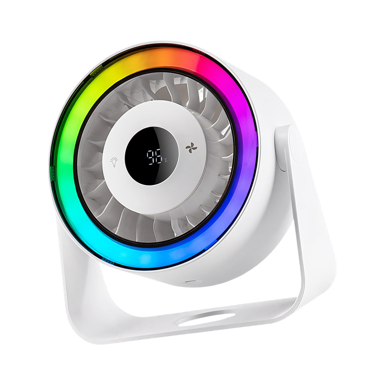 NMFLAB USB Desktop Circulating Fan 5 Levels Speed Control Wall Hanging Air Coolers with Colorful Light Quiet Wall Hanging