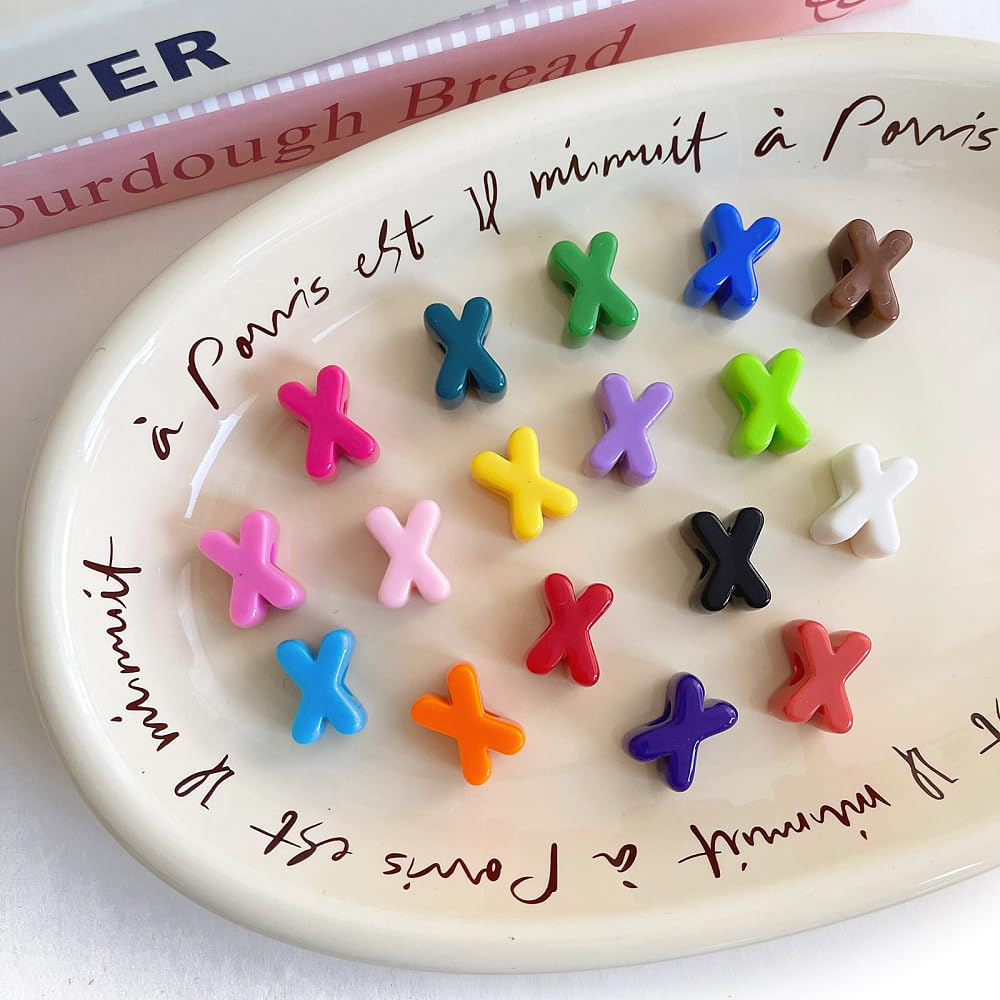 Clotiry Approx 160Pcs Acrylic Alphabet Letter X Large Hole Beads Candy Colour Capital Letter European Beads for Keychains Beading Making Crafts