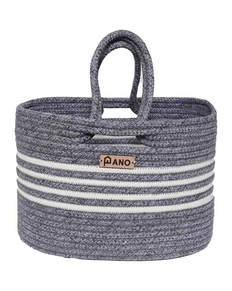 Pano Polypropylene Multipurpose Storage Tote Bag, Hand Basket, Beach Bags for Women, Organizer, Shopping Bag, Tote Hand Basket for Lunchbox, Water Bottle, Grey, ELORA 4