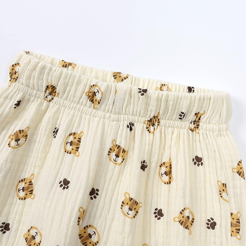 GFQLONG Toddler Baby Girls 3 Pack Elastic Waist Pants Soft Cotton Linen Harem Bloomers Summer Fall Long Pants - Image 4
