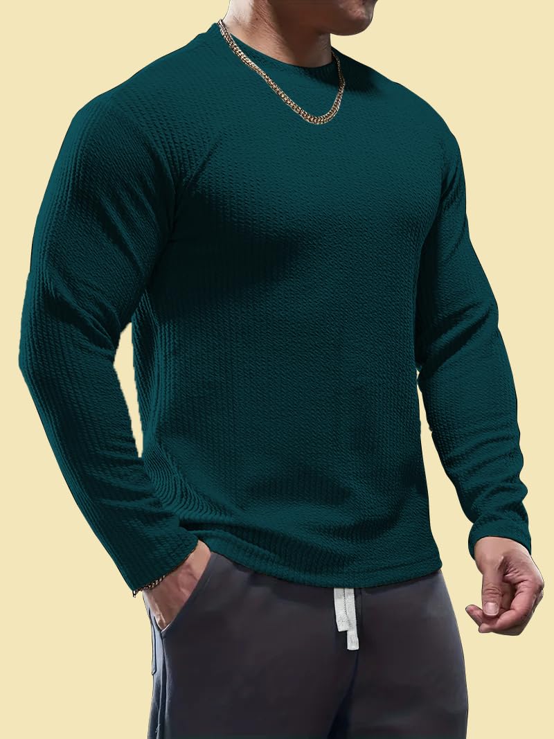 KAJARU Men's Polyester Blend T Shirt with Full Raglan Sleeves Round Neck Solid Pattern and Standard Length - Image 7 thumbnail