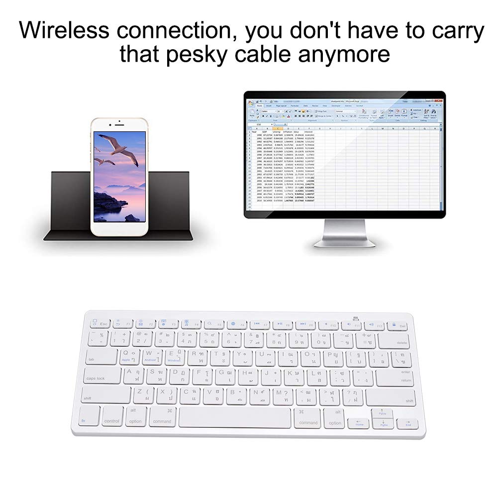 Amazon | ASHATA Bluetooth ワイヤレスキーボード 多機能 タイ語超薄型