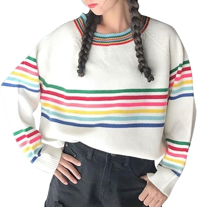 Amazon ノーブランド品 ニット カラフル 派手 レインボー クルーネック 長袖 トップス レディース セーター 通販 Amazon ノーブランド品 ニット カラフル 派手 レインボー クルーネック 長袖 トップス レディース セーター 通販