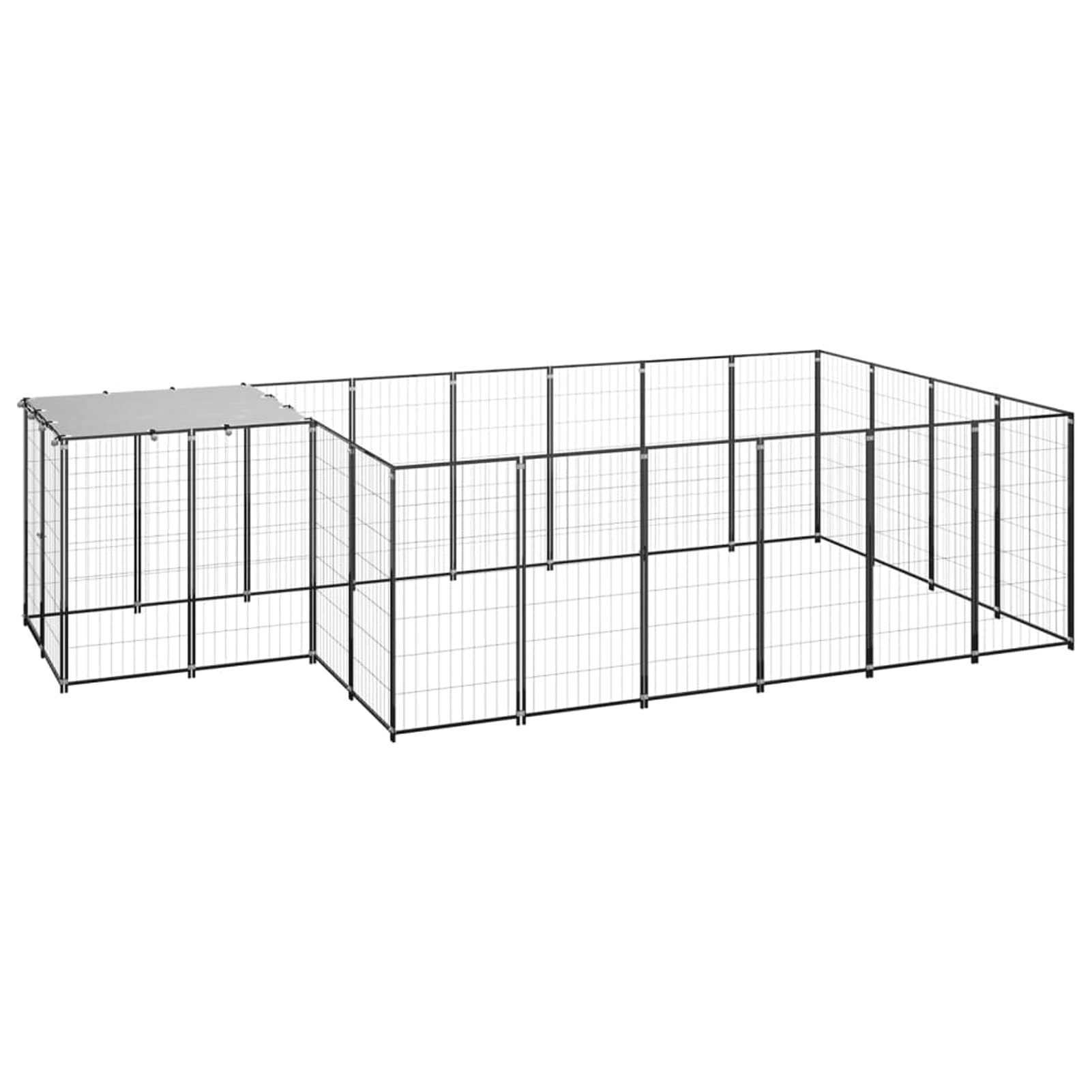 GuyAna Gabbia per Cani Nera 8,47 m² in Acciaio,Gabbiette per Cani,Gabbia per Cani da Esterno,Recinto per Cani,Gabbia per Animali(SPU:3082206)
