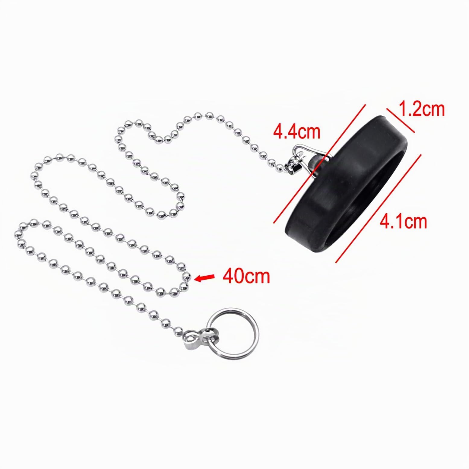 JZK 2 Piezas de Repuesto para tapón de Lavabo de baño de 41 mm, tapón de Drenaje, tapón de Drenaje para baño, Cocina, tapón de baño de Goma con Cadena de 40 cm para bañera, Negro