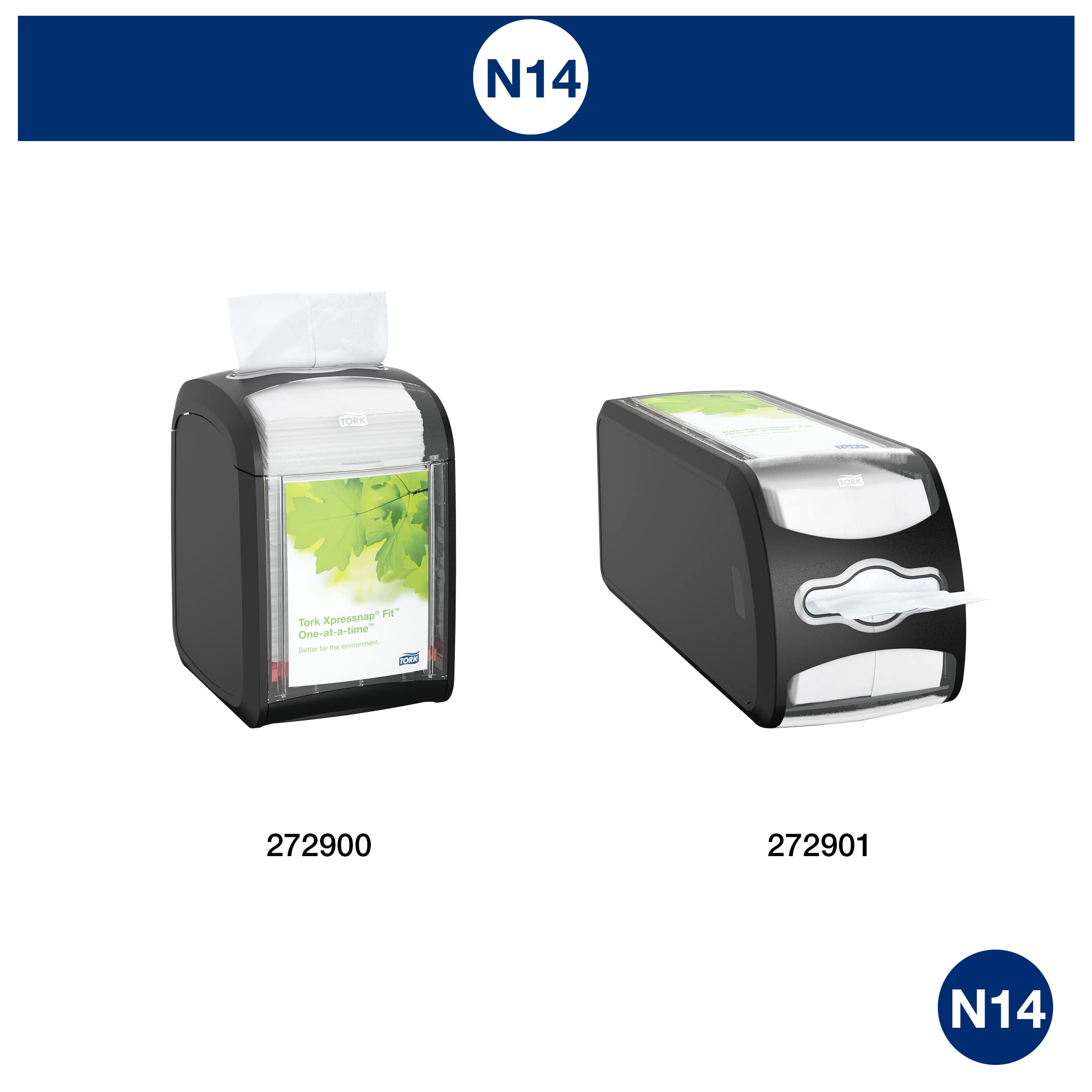 Tork Xpressnap Fit Starter Pack inicial de dispensadores de servilletas para mostrador - 962901 - N14 + recambios de servilletas (2 x 120 hojas)
