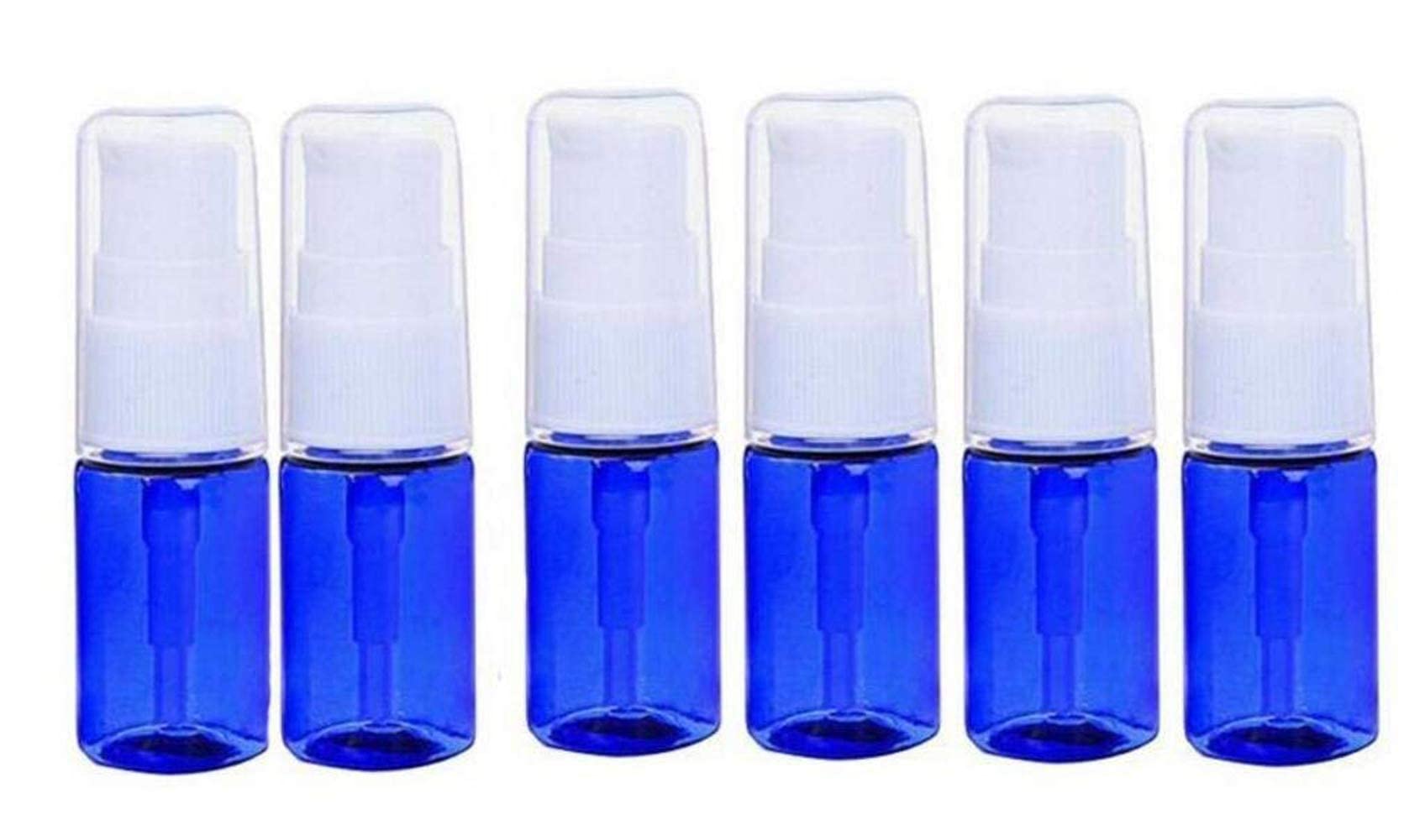 Ericotry Blue 6 Pack Empty 10Ml Plastic Pump Bottles Cream Shampoo Lotion Pump Bottle Refillable Sample Travel Bottles Toiletries Liquid Container Jar Pot Vial For Cosmetic Make-Up (Blue)