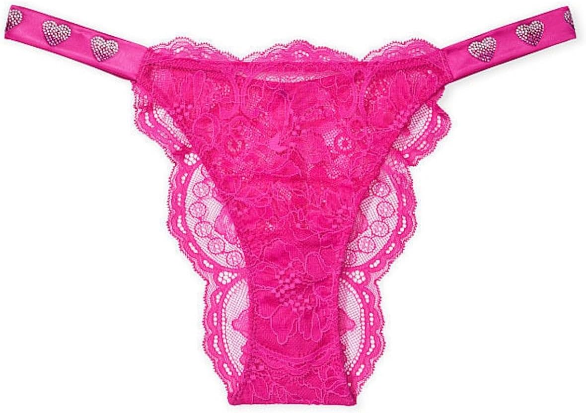 Victoria's Secret Shine Strap Very Sexy Lace Brazilian Panty Color Fuschia New - Image 3