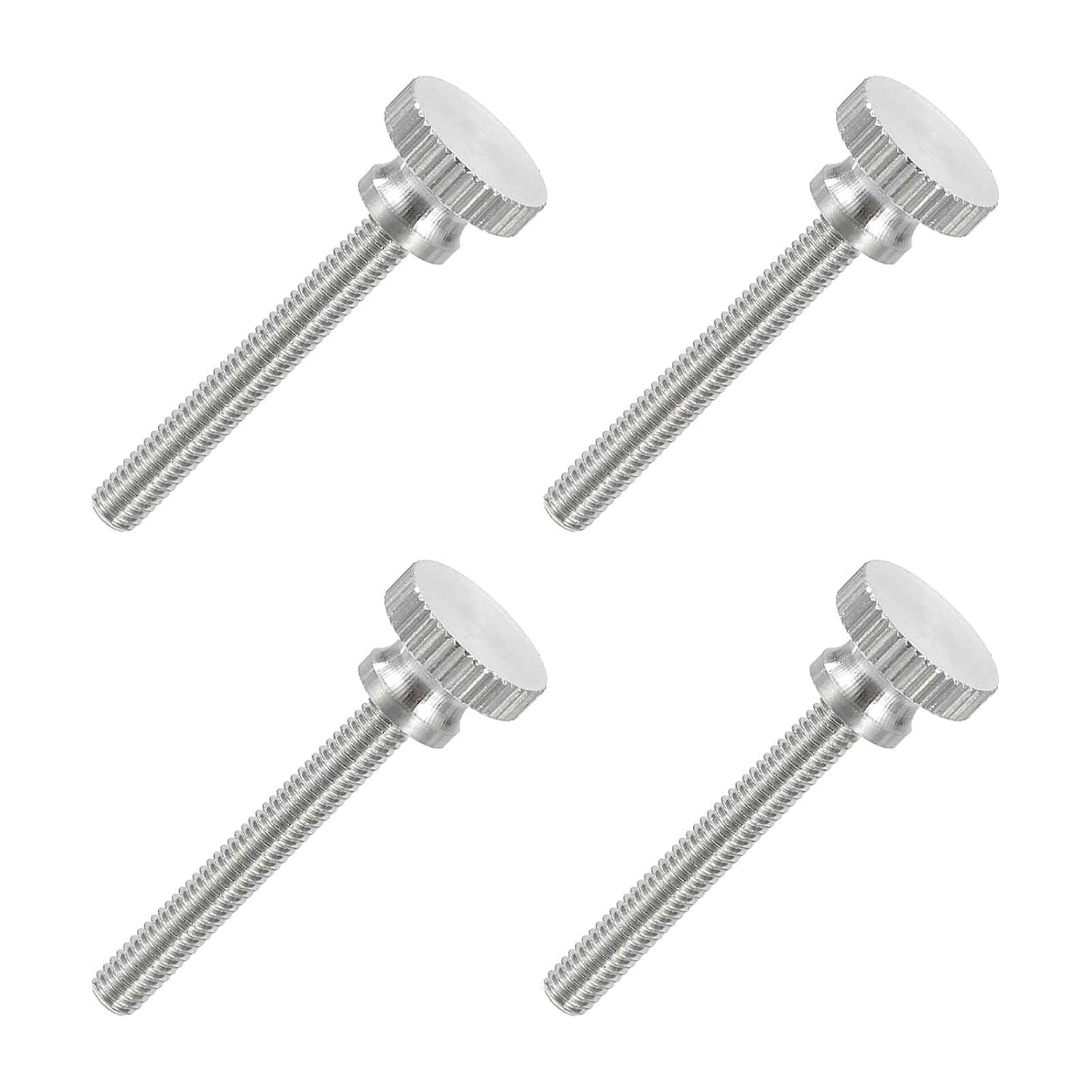 MECCANIXITY 4 PCS M4 x 30mm Flat Knurled Head Thumb Screws,304 Stainless Steel Fully Threaded Thumbscrew Bolts Fasteners for Lighting Household Appliances Electronic Equipment