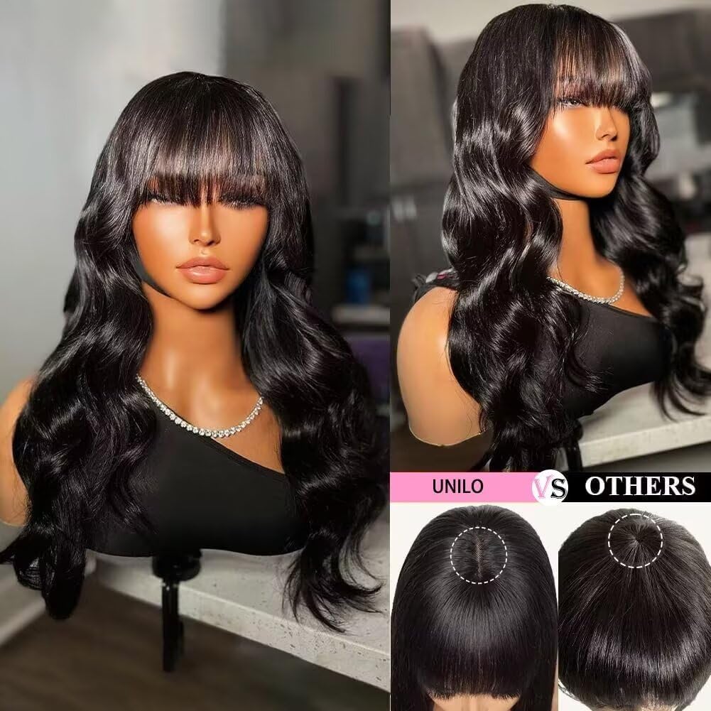 UNILO Body Wave Human Hair Wig with Bangs - Image 2