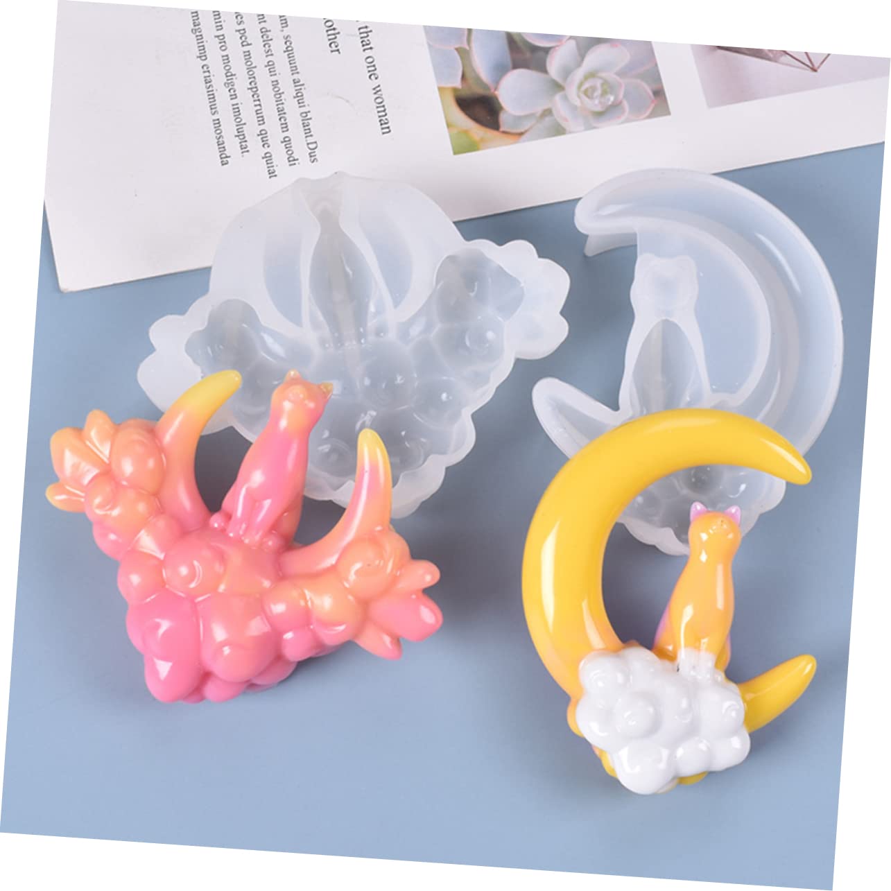 OSALADI 3 Series Molde De Epoxi Redondo Para Jabón Kits De Fundición A Mano Moldes Para Galletas De Molde De Fondant Molde De Fundición Con Colgante De Gato Molde De 2 piezas x 3
