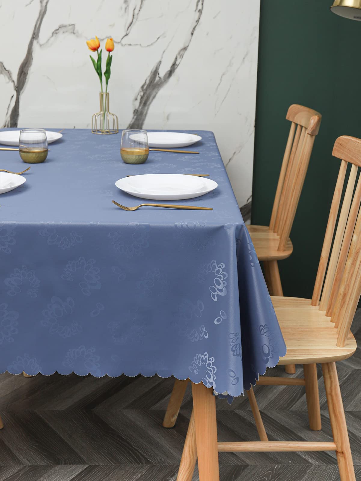Tovaglie Rettangolare PVC Antimacchia Impermeabile Ristorante Tovaglia,campanelli Eolici Blu,140x220cm