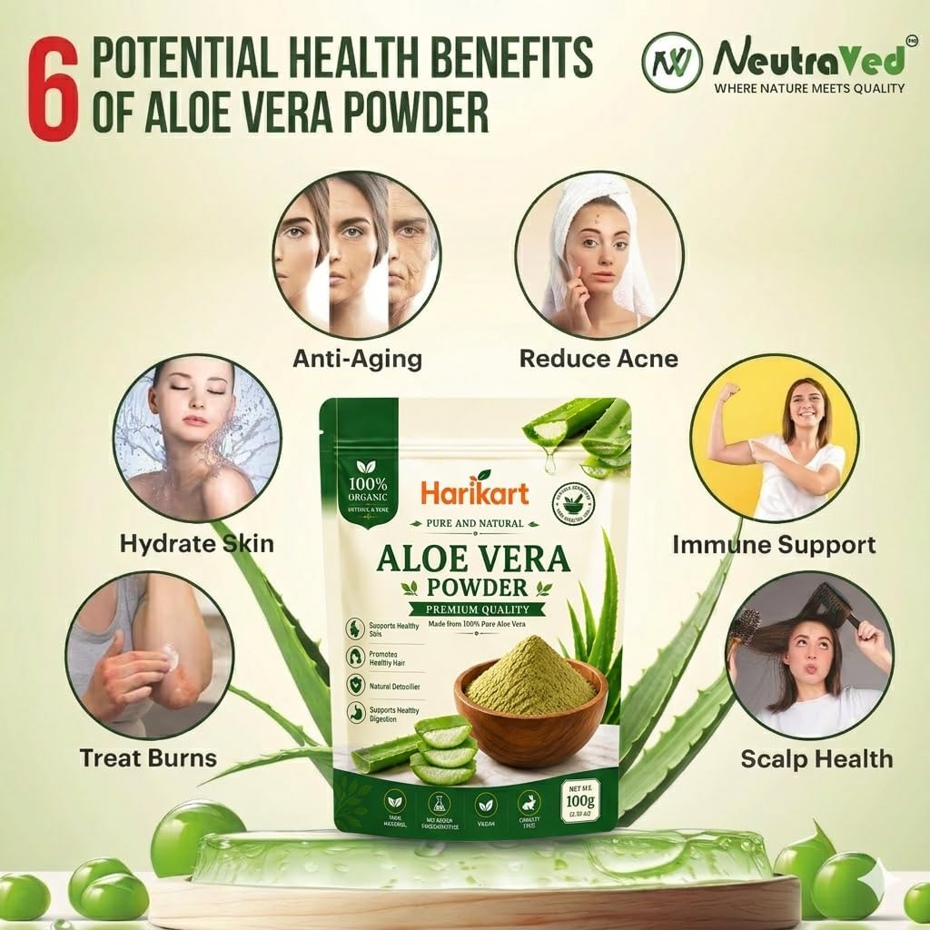 Naturals Aloe Vera Powder 100g Pack of 2 | 100% Pure Aloe Vera Leaf Powder for Skin Care, Hair Care, Face Packs & Hair Masks | Natural Herbal Powder | Chemical Free | Total 200g — Amazon image 5