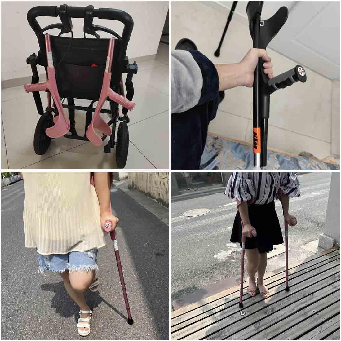 Muletas de Aleación de Aluminio Plegables - Regulables en Altura con Gomas Antideslizantes Resistentes para Niños, Hombres, Mujeres y Ancianos (Color: Azul)